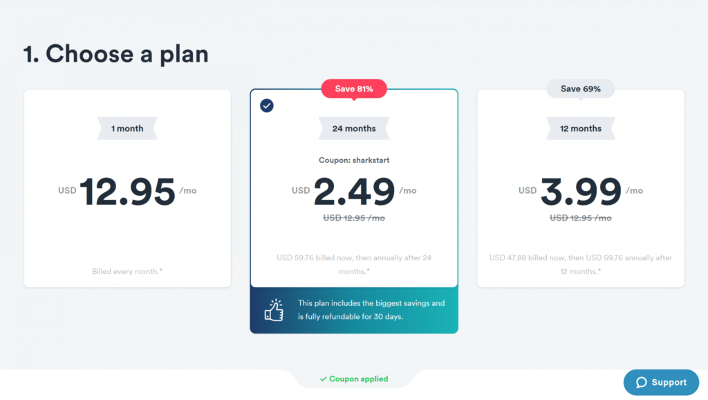Surfshark plans and pricing